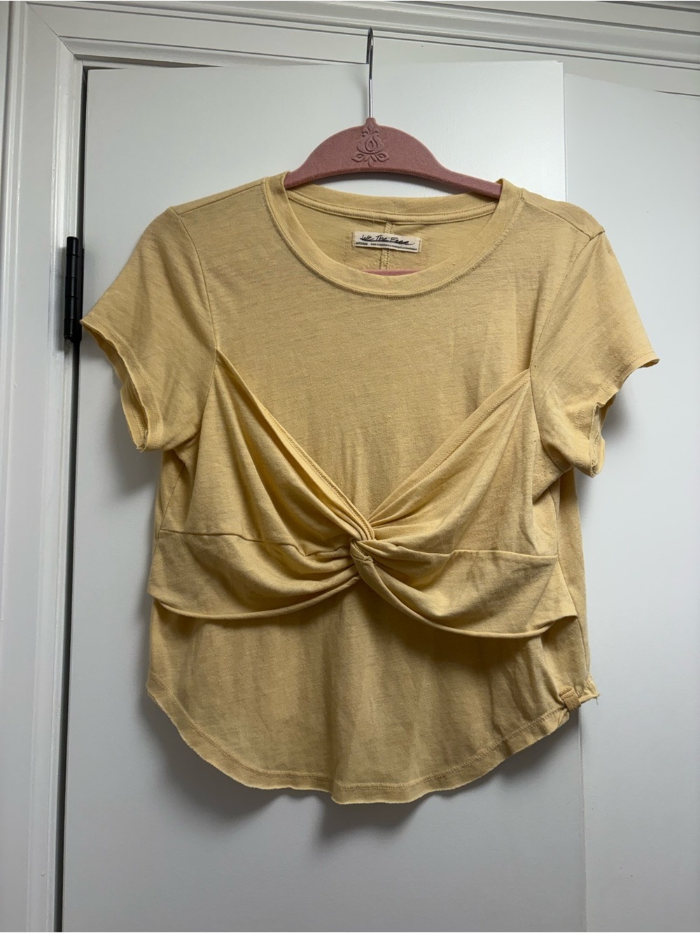 We The Free Pale Yellow Twist-Front Top